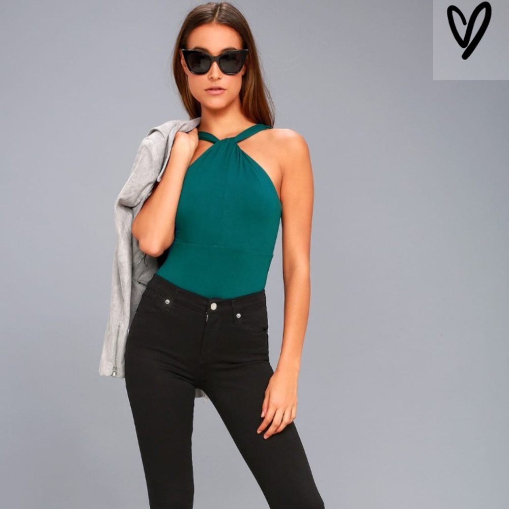 Temptation teal blue backless bodysuit